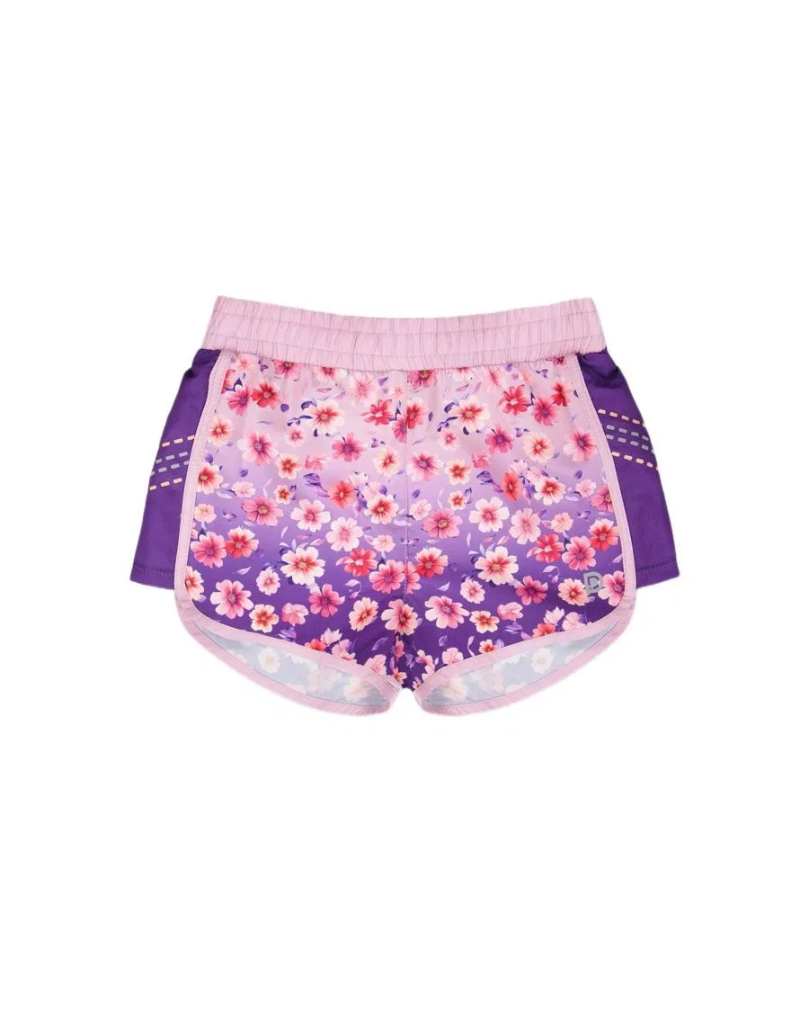 Детские спортивные шорты с цветочным градиентом Deux par Deux, Mauve Floral Gradient
