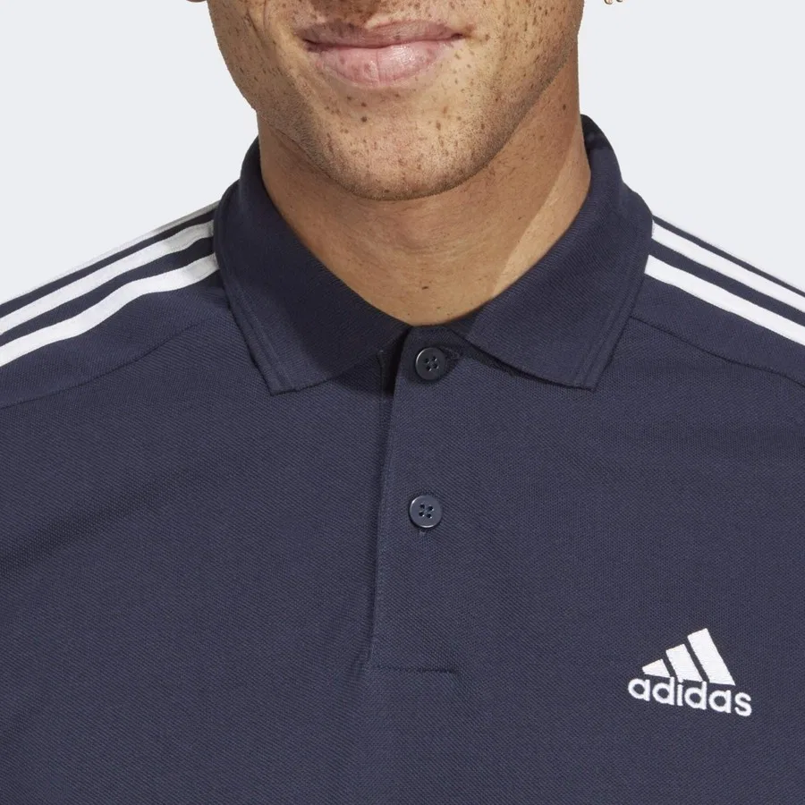 Поло с длинным рукавом adidas Sportswear IC9311 Essentials Piqué Embroidered Small Logo 3-Stripes, Сине-белый — фото 4