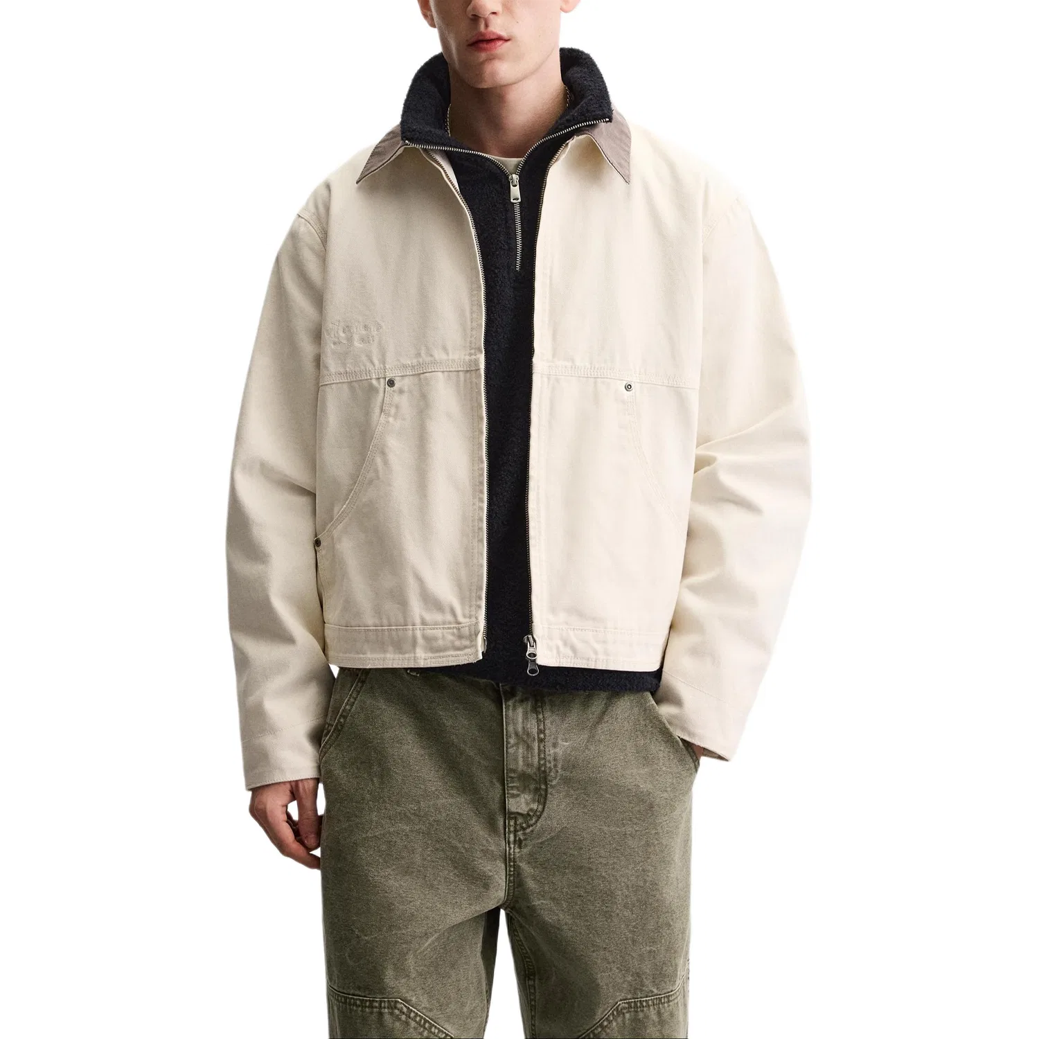 Мужская куртка с принтом Frosted White ZARA, Frosted White — фото 4