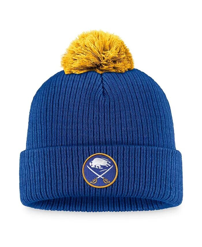 

Мужская вязаная шапка с манжетами и помпоном Royal Buffalo Sabres Team Fanatics