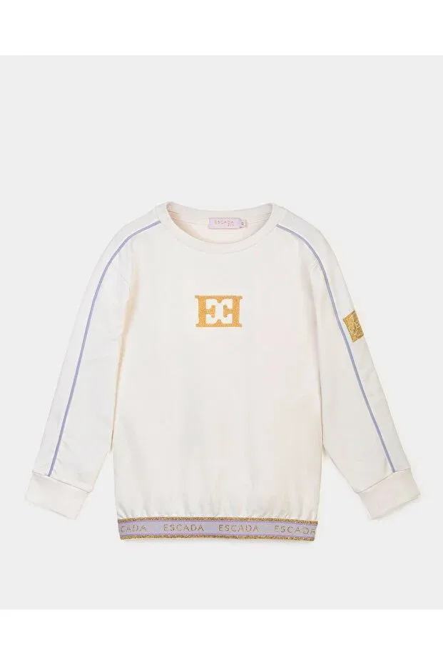 Детские свитшот с длинным рукавом Stripe detailed long sleeve children's sweatshirt Escada, White