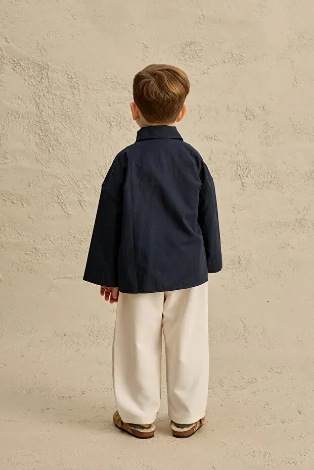 Детское для мальчиков рубашка оверсайз Fahhar Kids, Navy Blue — фото 3
