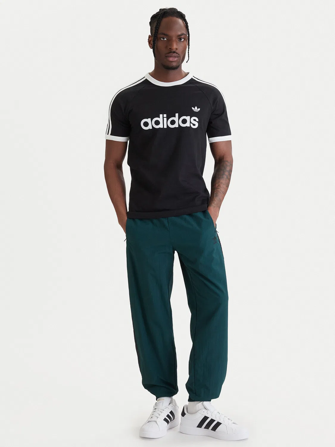 Мужская футболка приталенного кроя Ringer Adidas, черный — фото 2