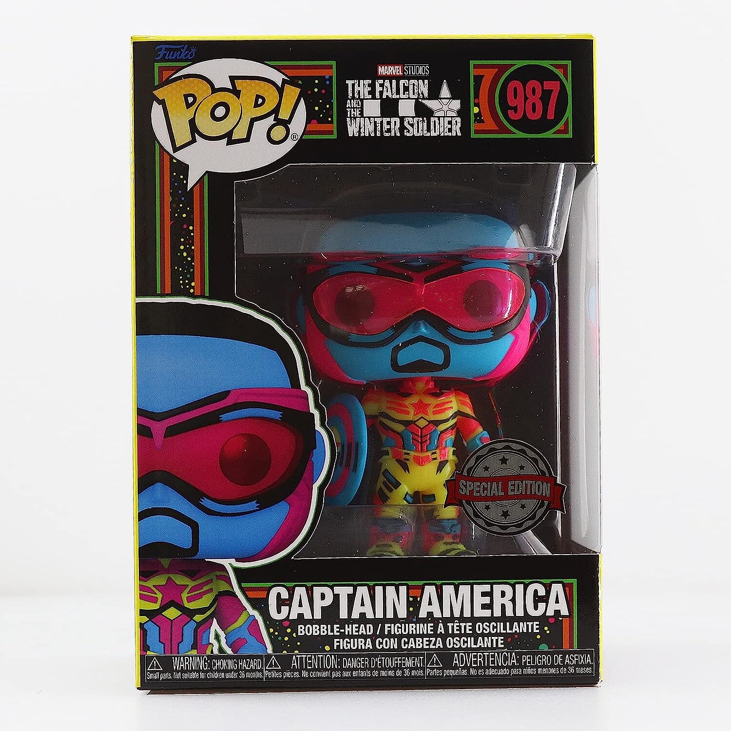 

Фигурка Funko Pop! Marvel Black Light Vinyl Figure Collection MCU Glow Toy (Captain America (Sam Wilson))
