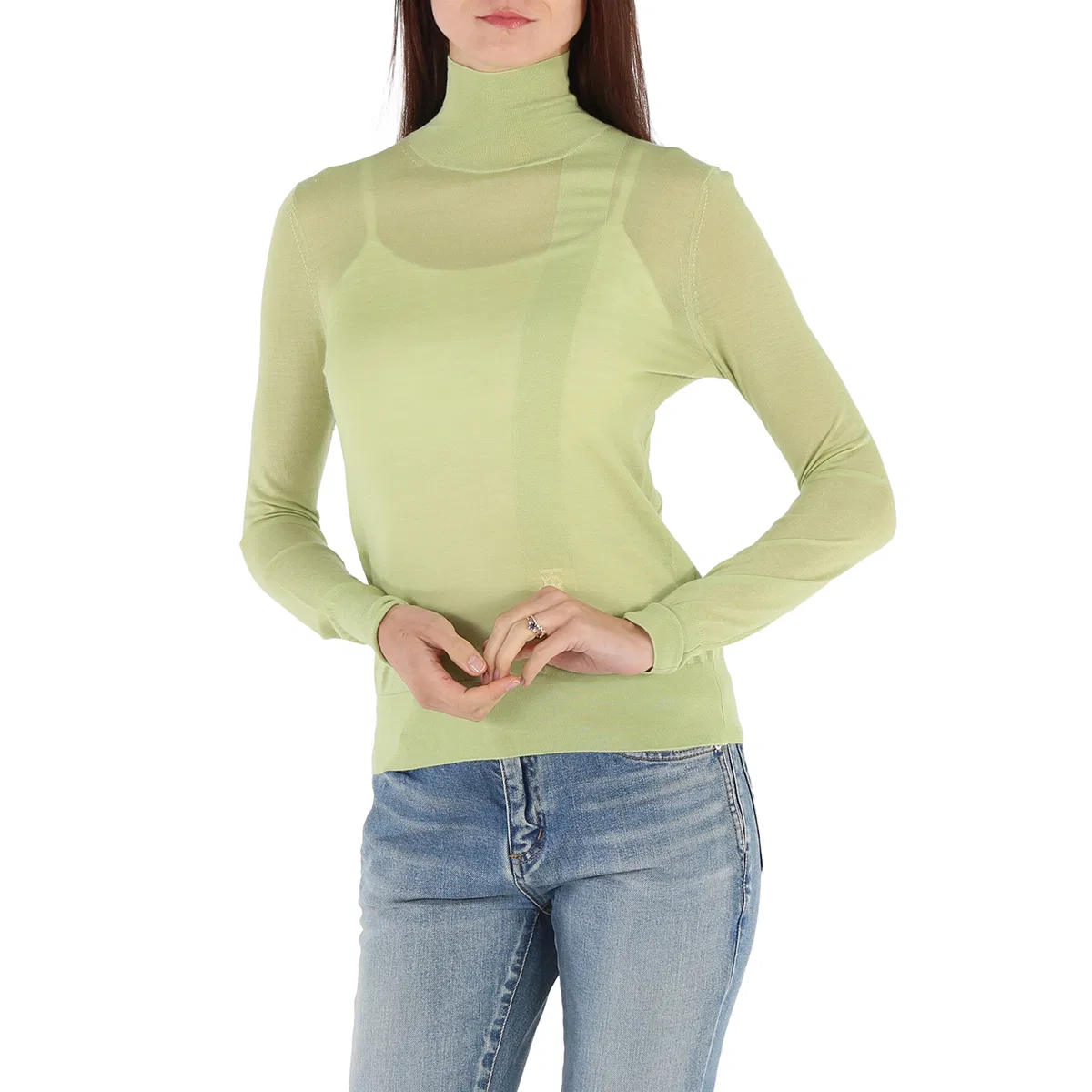 Джемпер с монограммой Burberry Ladies Mist Green Monogram-Embroidered Knitted Jumper, Mist Green