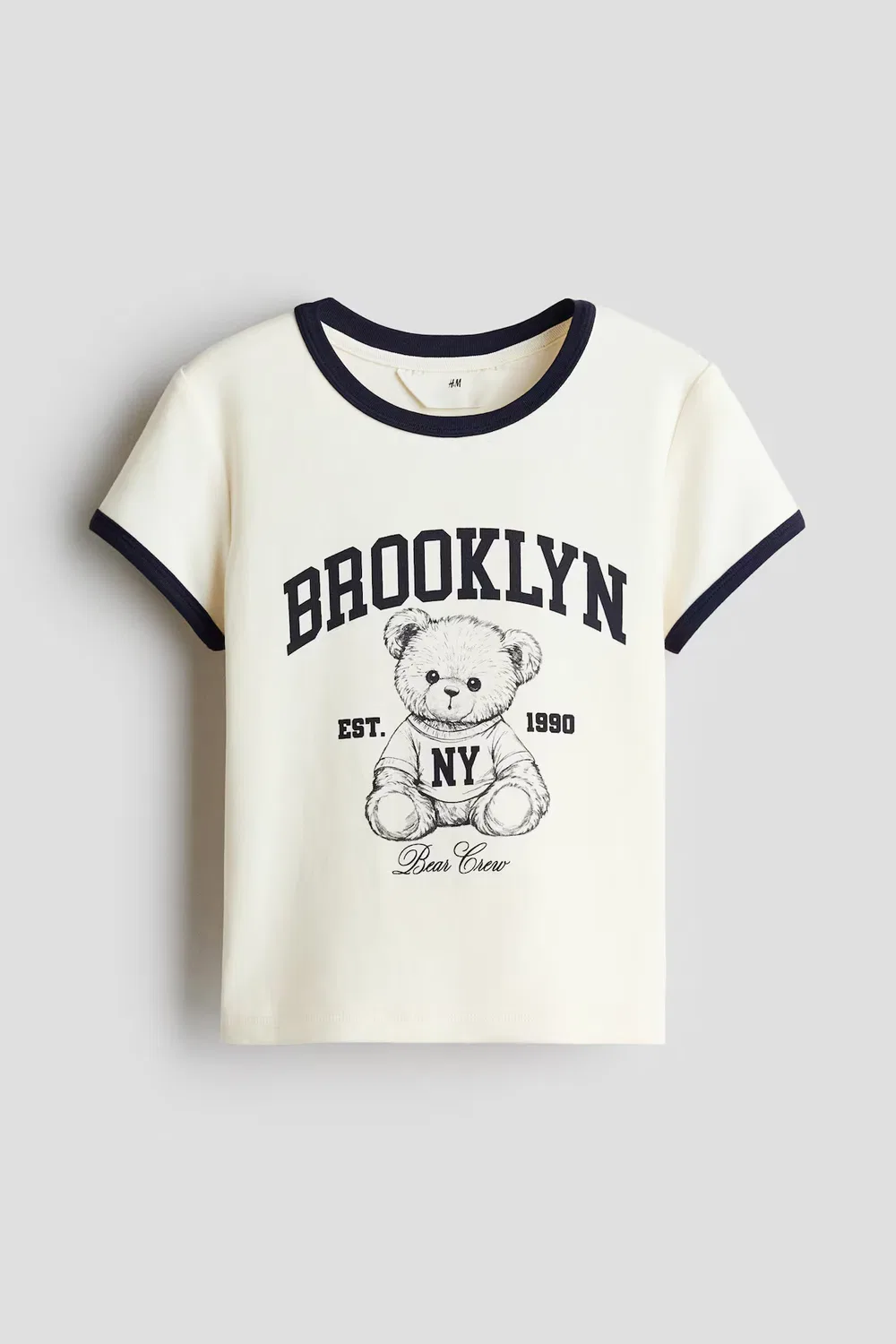 Хлопковая футболка с принтом H&M, Cremefarben/Brooklyn