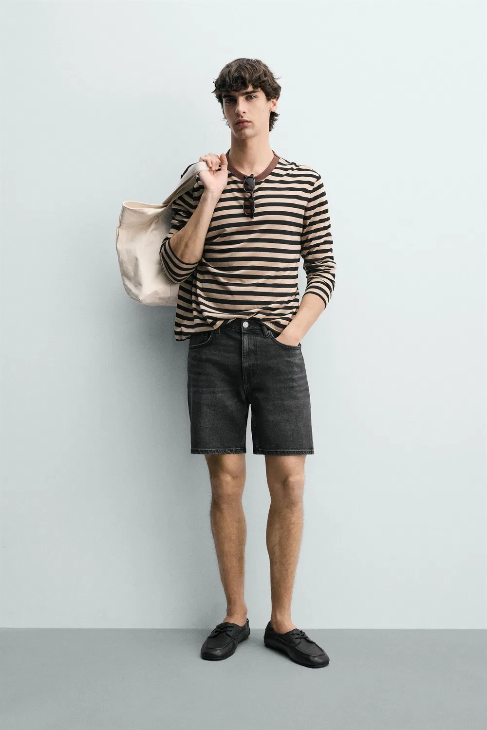 ДЖИНСОВЫЕ ШОРТЫ СТАНДАРТНОГО КРОЯ-БЕРМУДА ZARA, Charcoal
