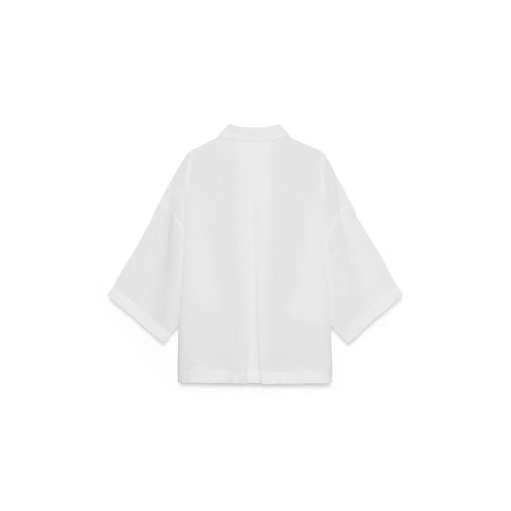 Женская рубашка с воротником-лацканом White ZARA, Белый — фото 3