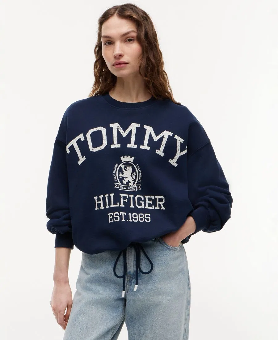 Свитшот женский с круглым вырезом и длинным рукавом Tommy Hilfiger, Dark Night Navy