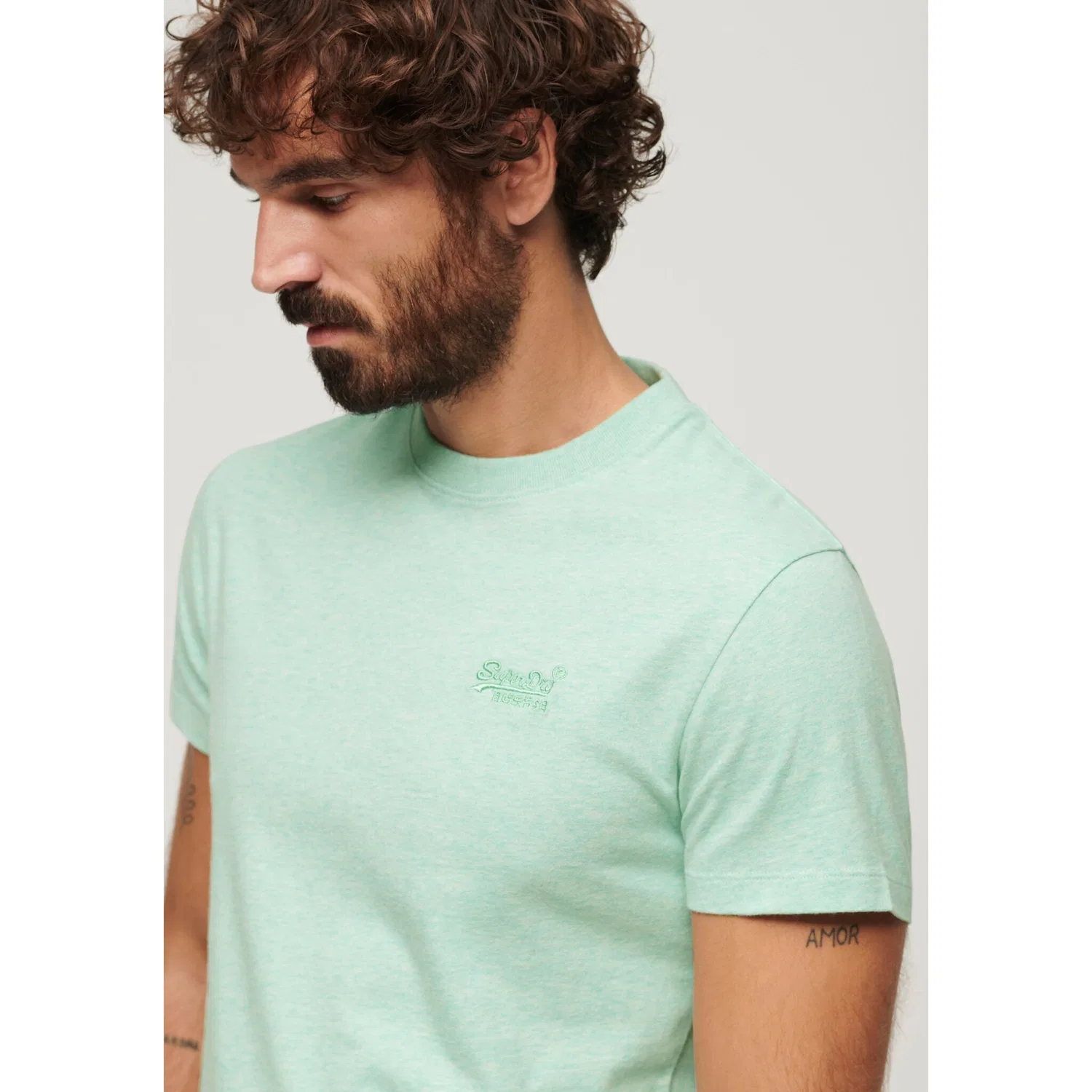 Детская хлопковая футболка с логотипом Superdry, Light Mint — фото 2