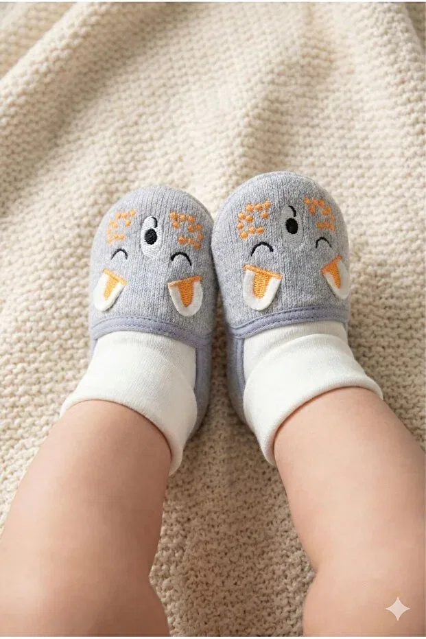 Детские тапочки-носочки для новорожденных с принтом Numix Baby Kids, Gray