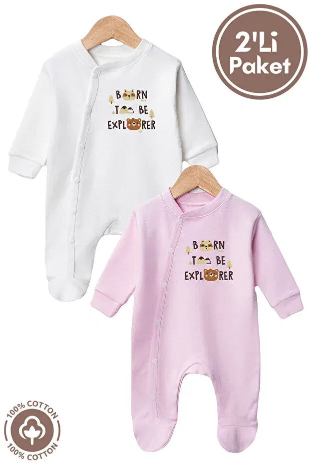 Детский комбинезон с принтом Unisex Born To Be Printed Miniel, Pink — фото 3