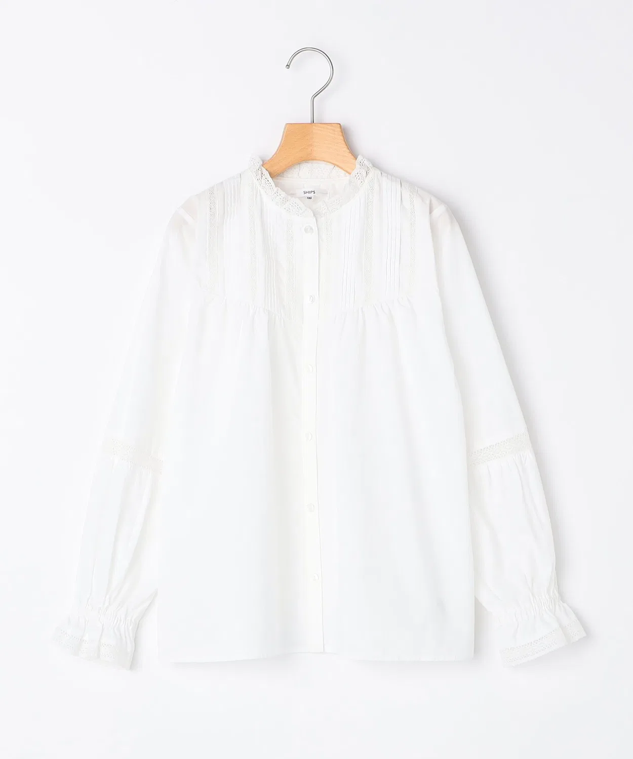 Детская блузка с длинным рукавом с пинтаками и кружевом SHIPS, Off White