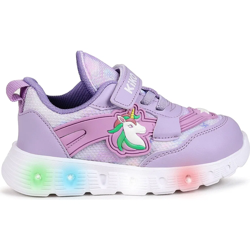 Детские спортивные кроссовки для девочек с подсветкой и липучками Kiko Kids — фото 4