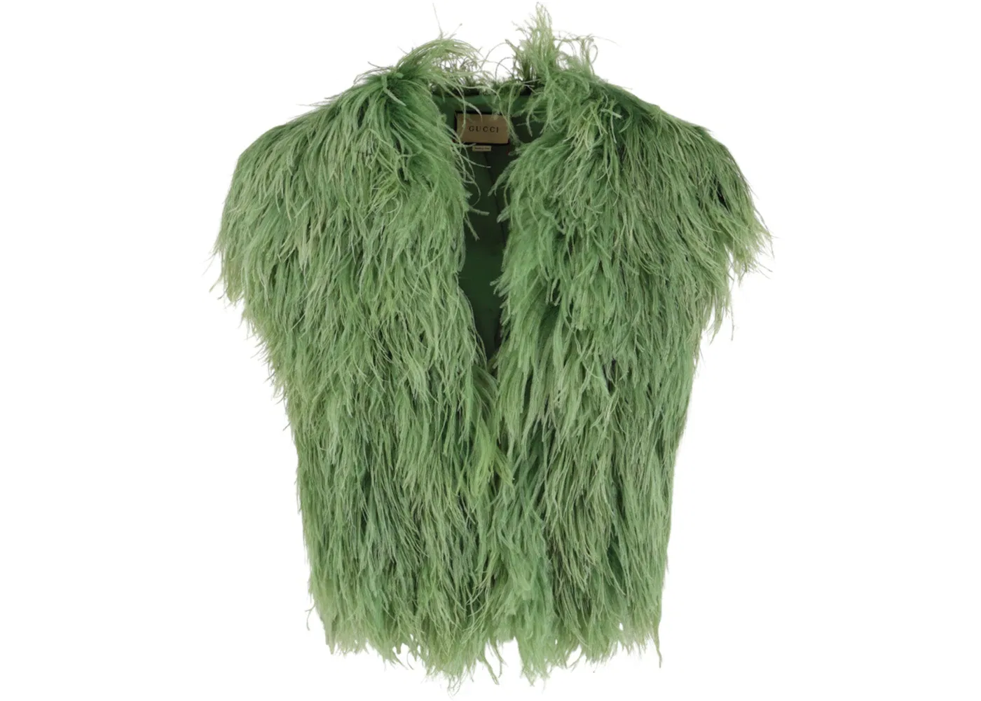 Мужской жилет с перьями страуса Gucci, Green