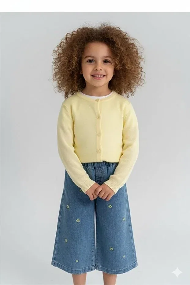 Детский кардиган для девочек с принтом Jean Set Songülberik, Multicolor
