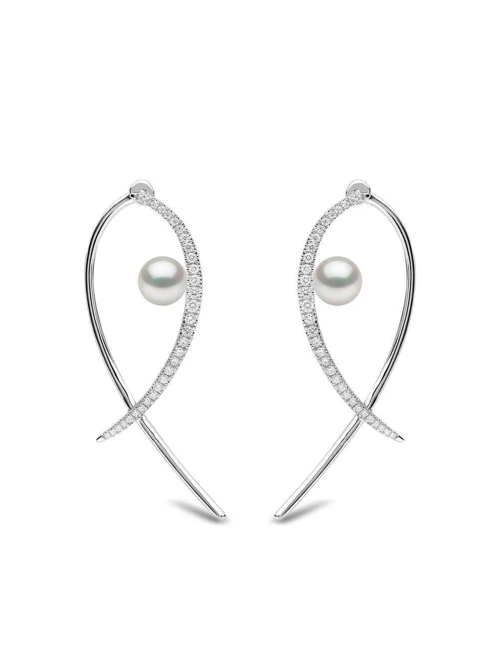 

Серьги Sleek Akoya из белого золота с жемчугом и бриллиантами Yoko London, серебяный