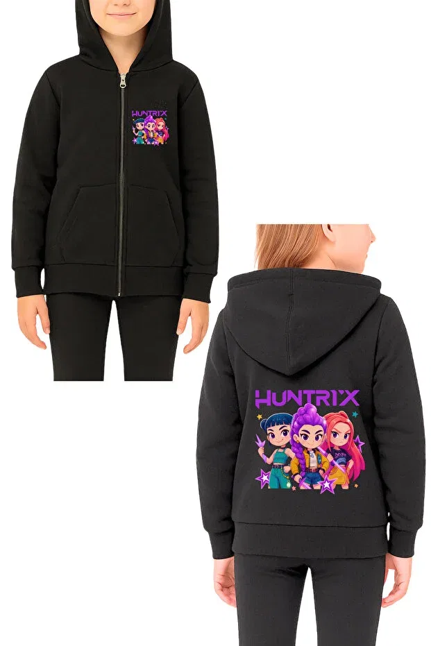 Детское худи с принтом K-Pop Demon Hunters Printed Mech Butik, Black (Drawing)