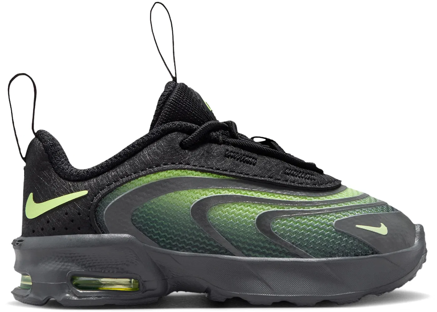 Детские кроссовки для мальчиков с амортизацией Nike Air Max Fire Nike, Black/Iron Grey/Liquid Lime