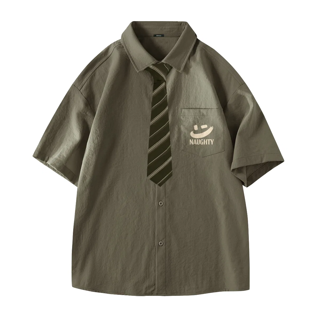 Детская рубашка с отложным воротником MINISO, Army Green