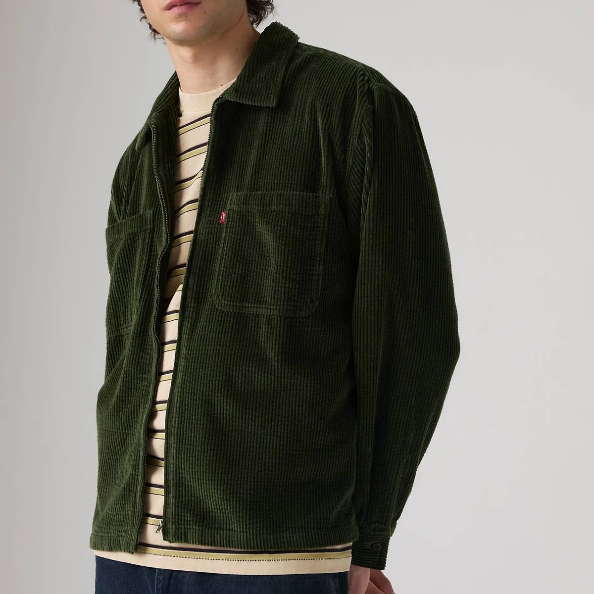 Рубашка-Накидка из вельвета свободного кроя на молнии Levi's, Rosin - Green — фото 2