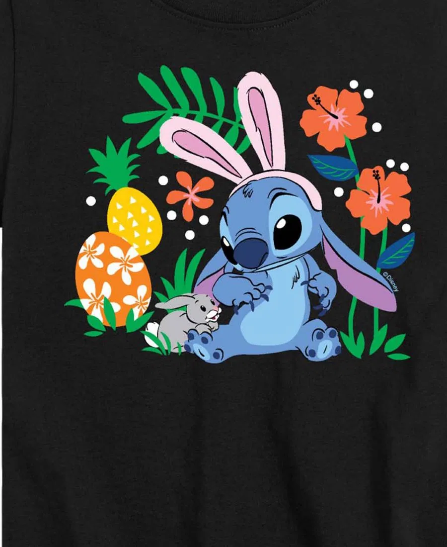 Футболка с коротким рукавом и принтом Lilo & Stitch Bunny Flowers Hybrid, Black — фото 3