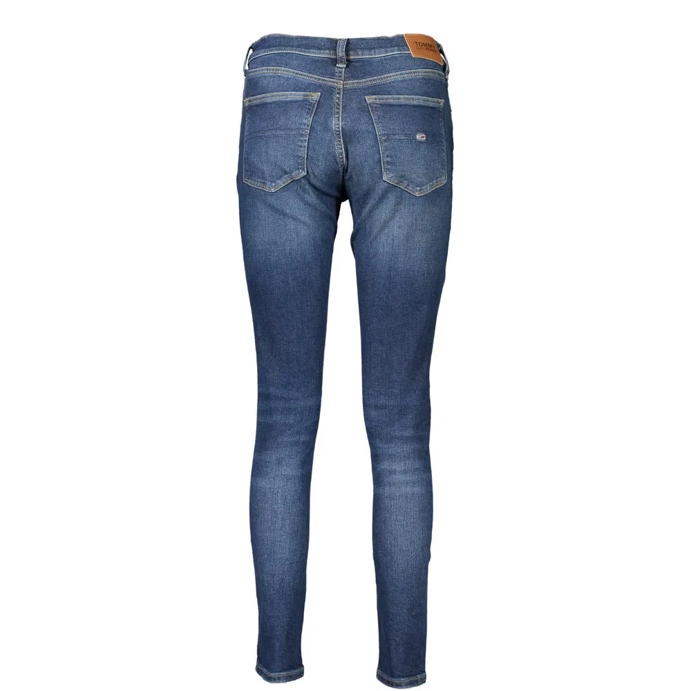 Женские джинсы-скинни с эффектом потертости и вышивкой Nora Mid Rise Tommy Hilfiger, Blue — фото 2