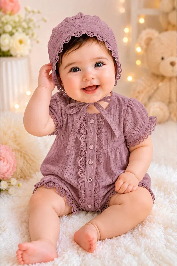 Детский комбинезон для девочек хлопковый Basics My Babies Label, Dried Rose — фото 3