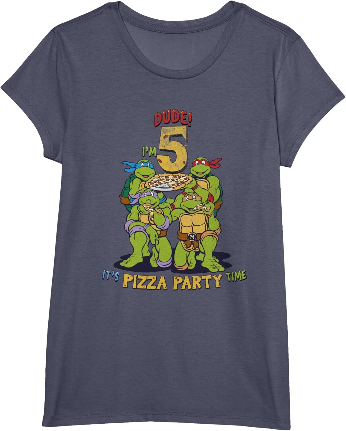 

Детская футболка для девочек Teenage Mutant Ninja Turtles I'm 5 Dude Pizza Birthday Party, синий вереск