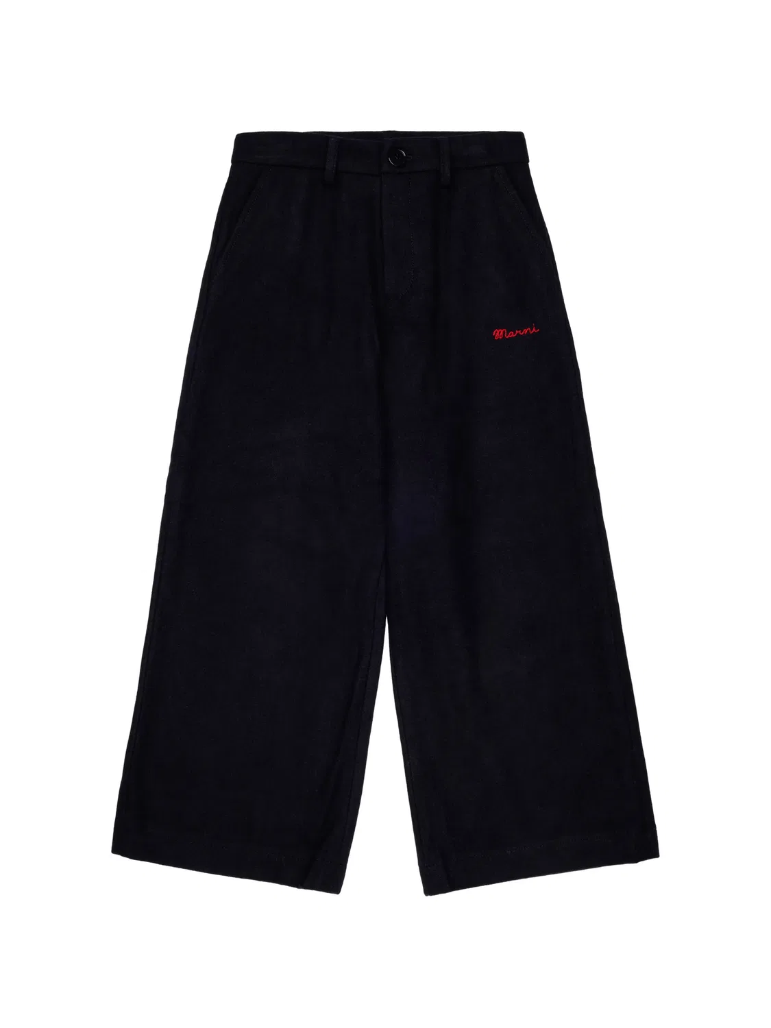 Широкие брюки с вышитым логотипом Marni Kids, синий