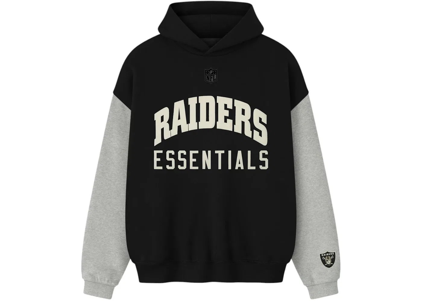 Мужской худи с принтом Fear of God Essentials Raiders Sport, Black/Concrete Heather