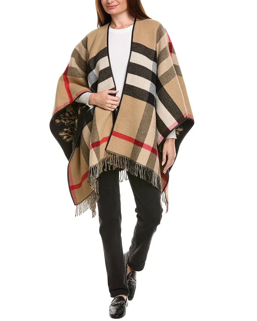 Женская шерстяная накидка с двусторонним дизайном Archive Burberry, бежевый — фото 3
