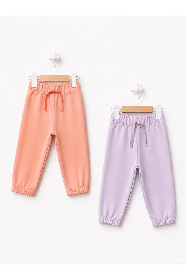 Детские штаны для девочек хлопковые Basics For My Baby, Salmon-Lila