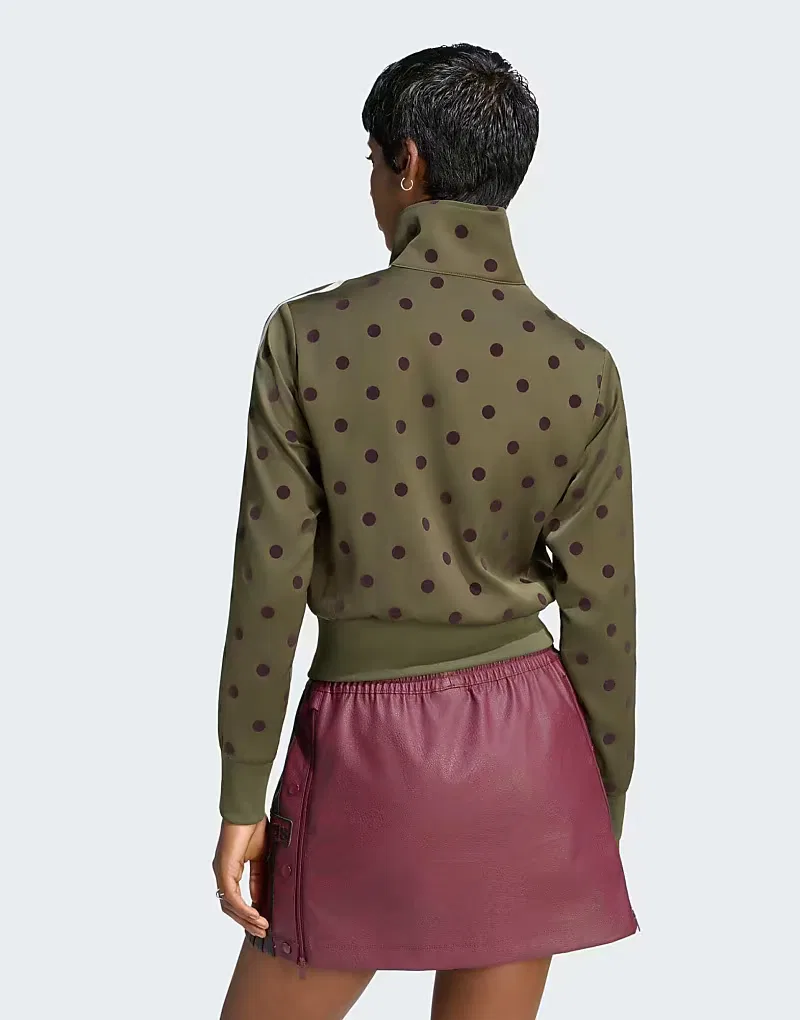 Спортивная куртка Adidas Originals Satin polka dots tt в оливковом цвете — фото 3