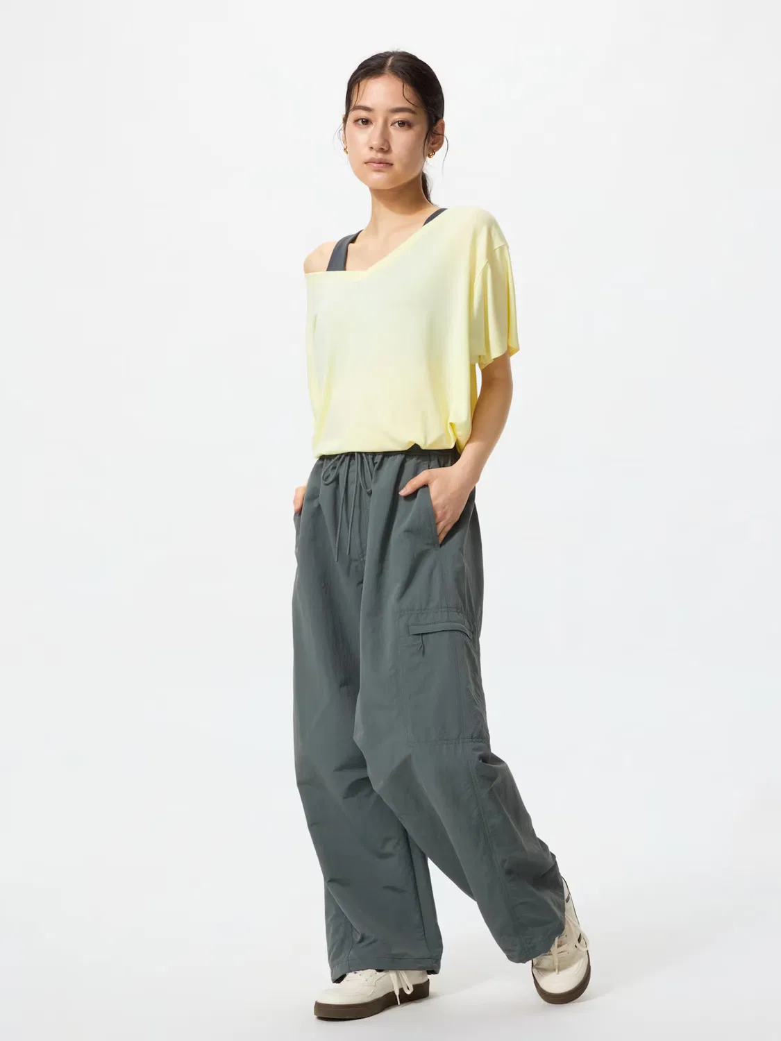Брюки Uniqlo, рабочие, укороченная длина, натуральный — фото 3