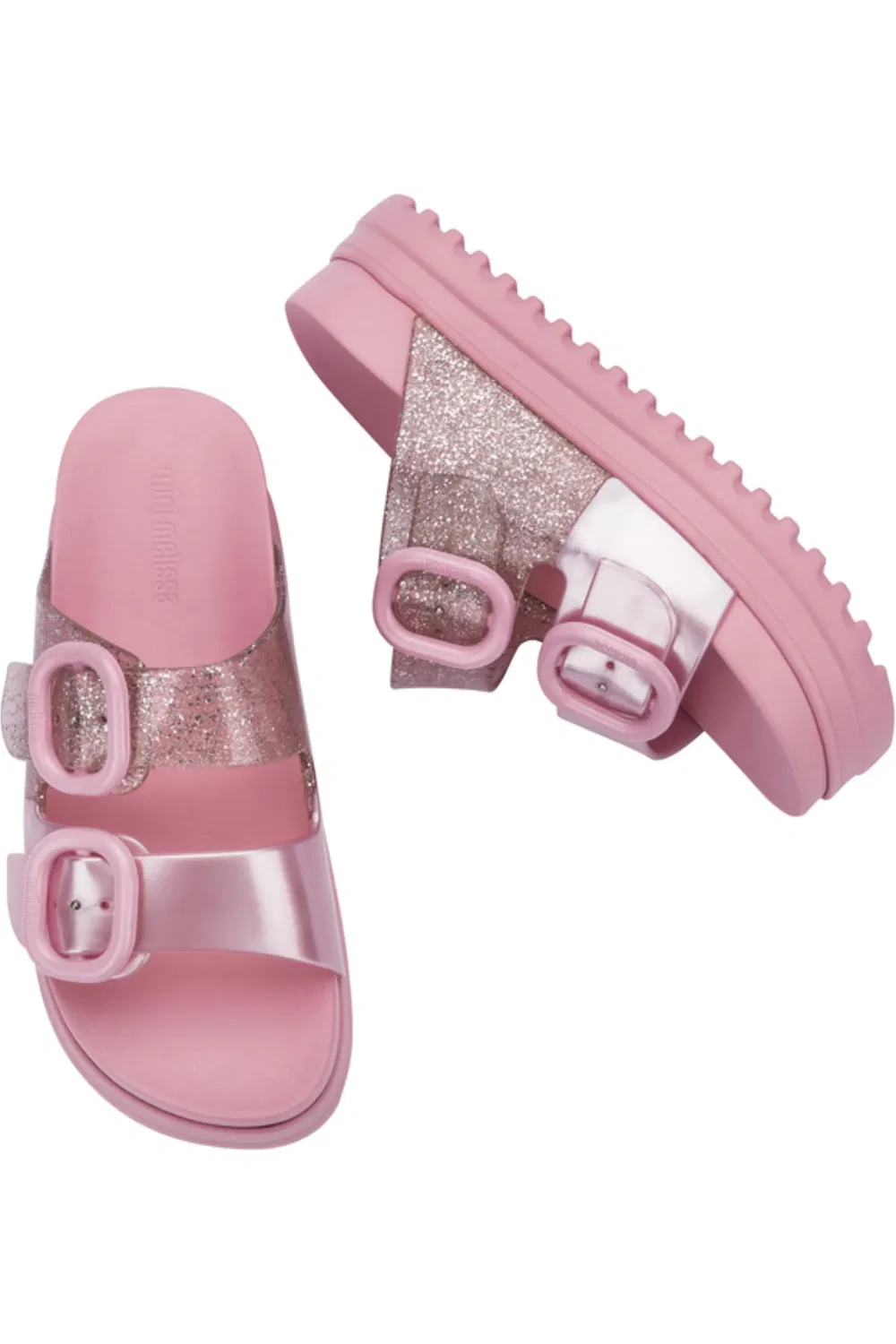 Детские сандалии платформа с зубчатым протектором Cozy Platform Mini Melissa, Pink/Glitter Pink — фото 4