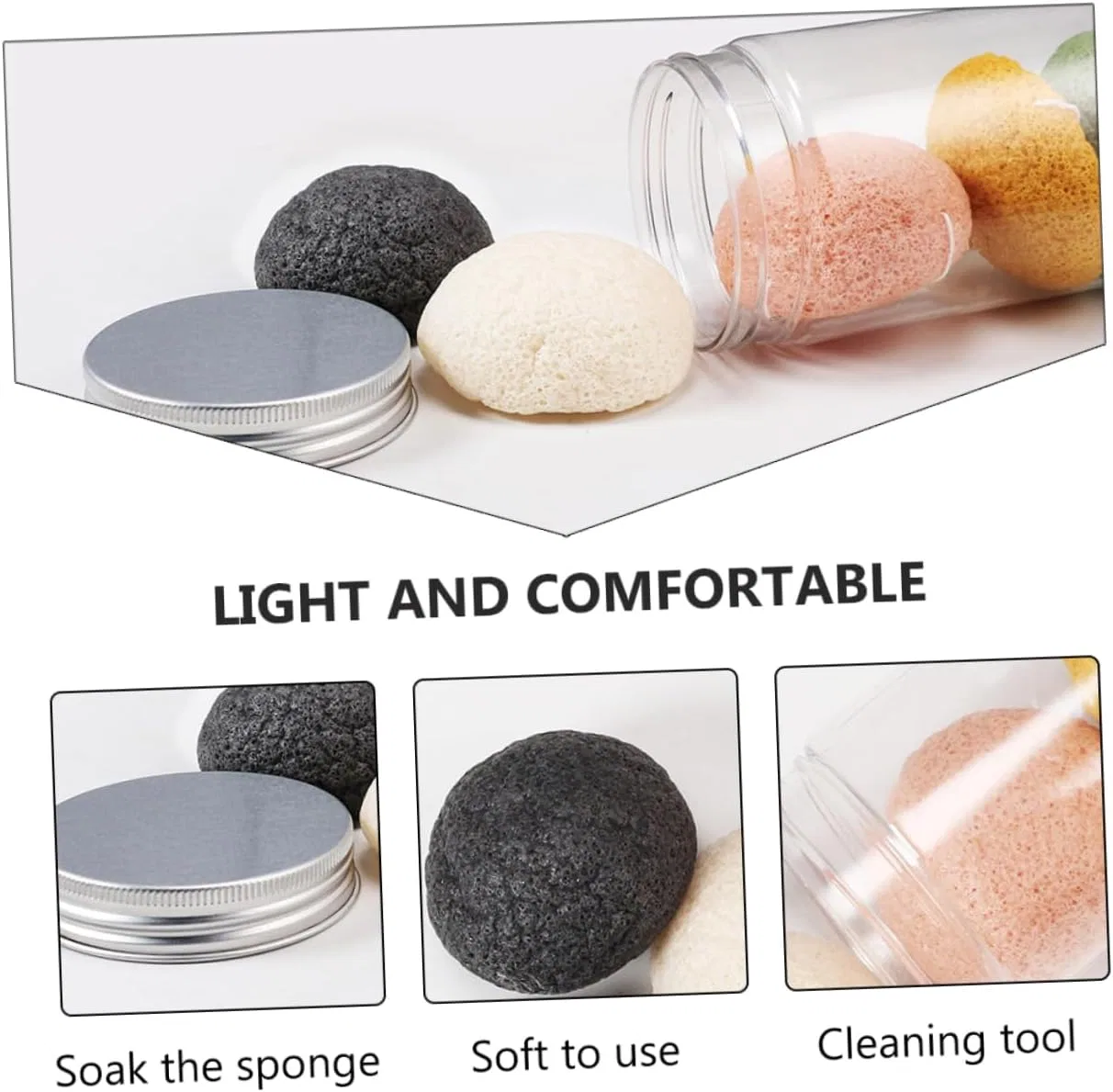 Набор конжак спонжей для лица, Baluue, 16 шт, 21x13x6.5 см, мультиколор — фото 4