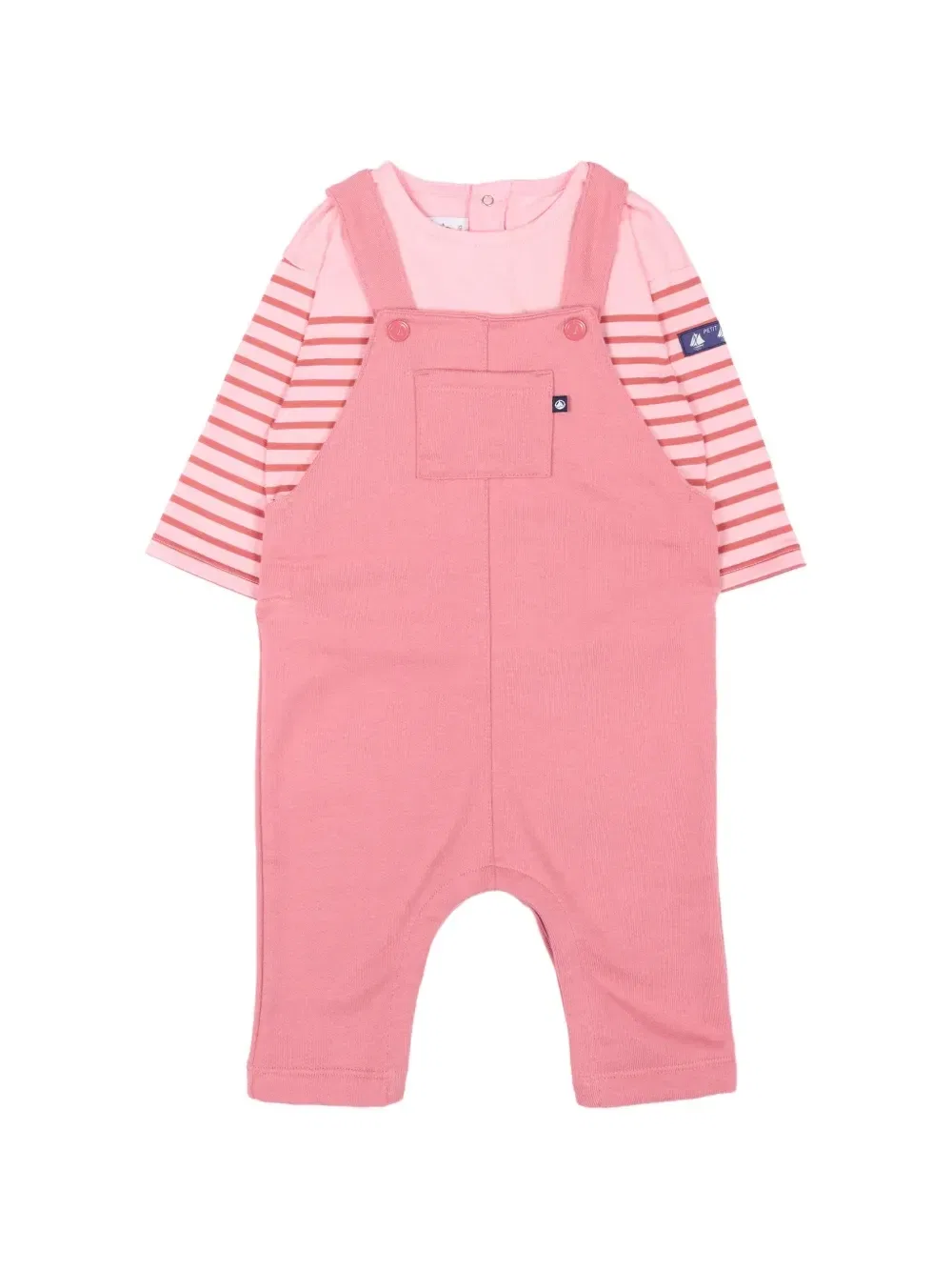Клетчатый комбинезон с застежками на пуговицы Petit Bateau, розовый