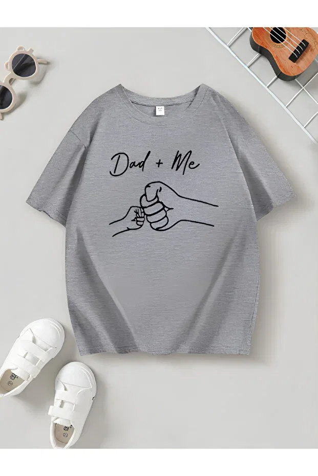 Детская футболка для мальчиков с принтом Dad+Me Beeton, Gray