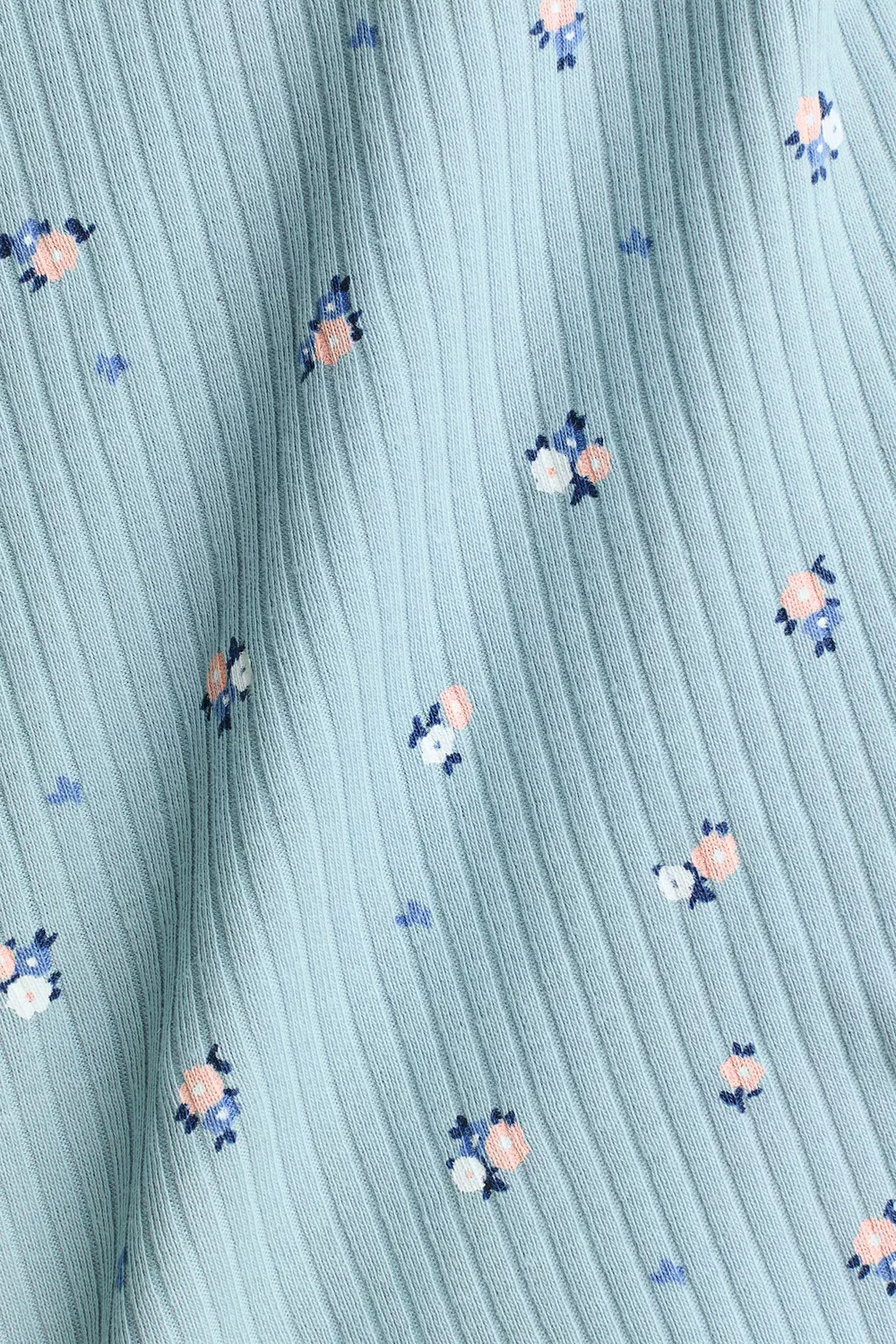 Комплект из двух предметов из ребристого хлопка H&M, Helltürkis/Geblümt — фото 3