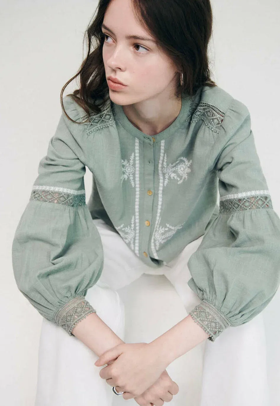 Подростковая блузка на пуговицах Mango Kids, Mint