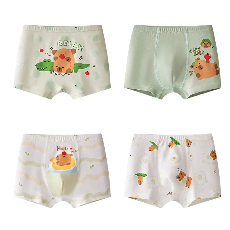 Детские трусы-боксеры средней посадки, 4 штуки, Stripes+Polka Dot+Green+White, MIIOW