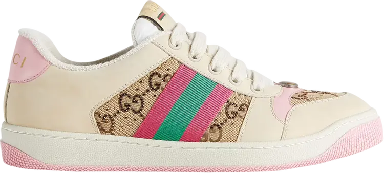 Кроссовки Gucci Wmns GG Screener GG Canvas - Beige Pink, коричневый