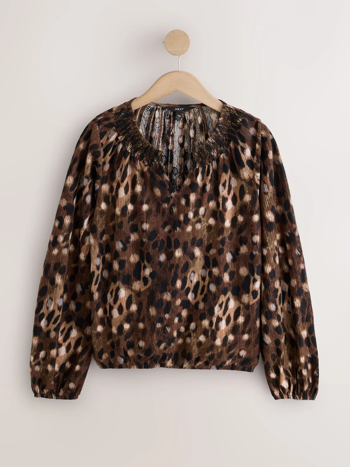 Топ с вырезом под горло и длинными рукавами с животным принтом Next, Animal Print