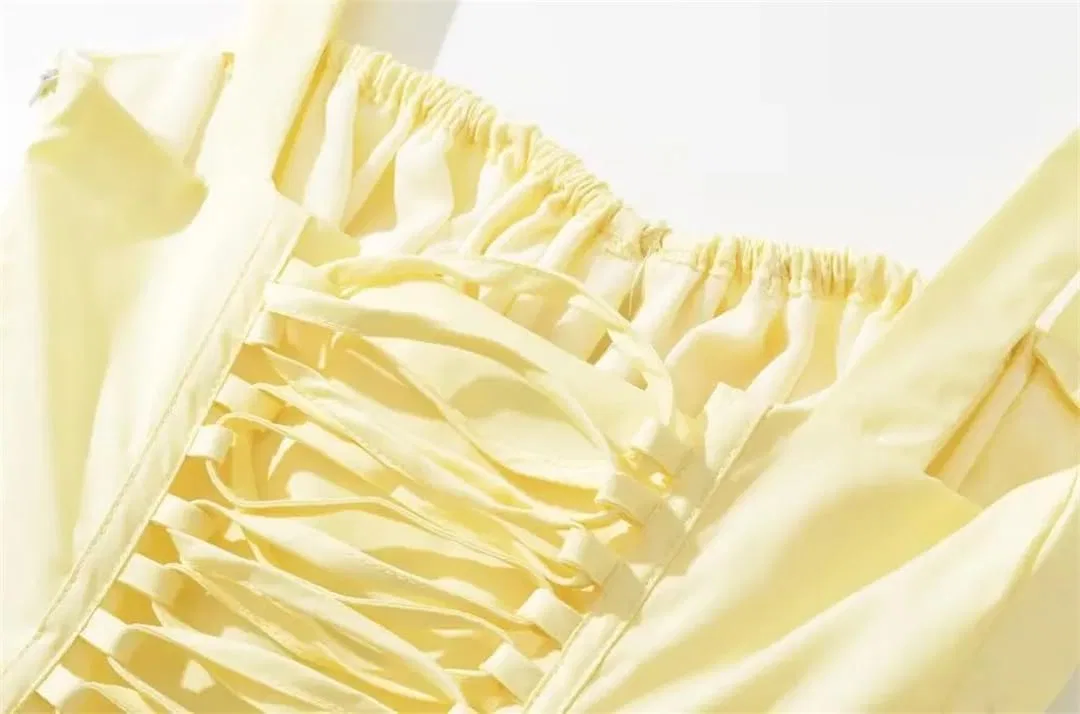 Женское элегантное платье-комбинация с открытой спиной, Yellow — фото 2