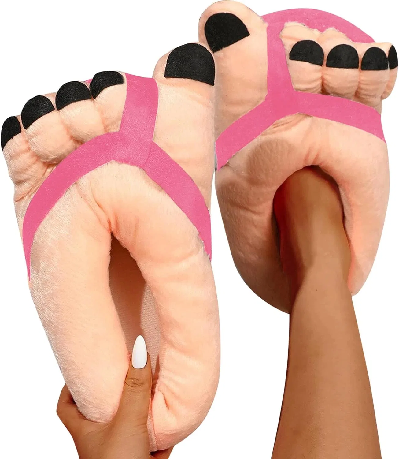 Тапочки Drole Big Toe, взрослые тапочки, забавные женские зимние тапочки, мужские теплые плюшевые тапочки, женские удобные тапочки, детские милые тапочки с куриными ножками и нескользящей внутренней подкладкой Dasongff, Rosa — фото 2