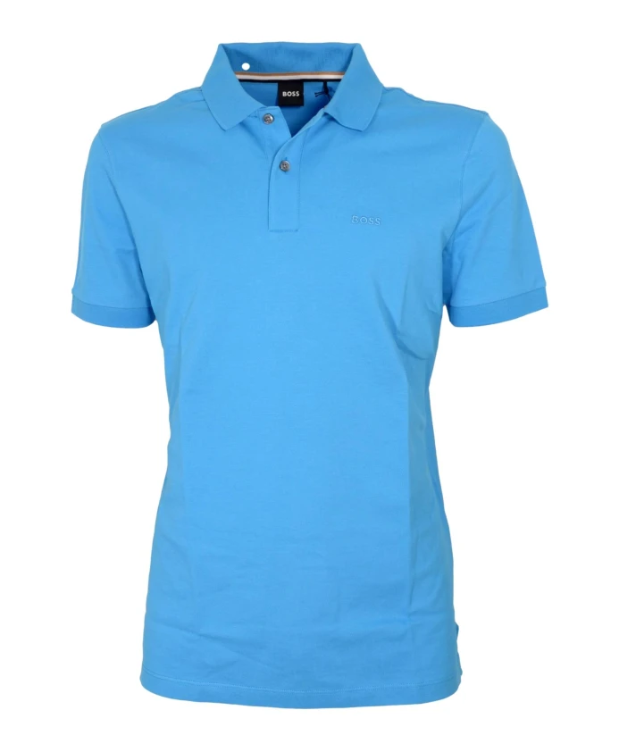 

Поло из органического хлопка с вышитым логотипом, синее. Hugo, синий