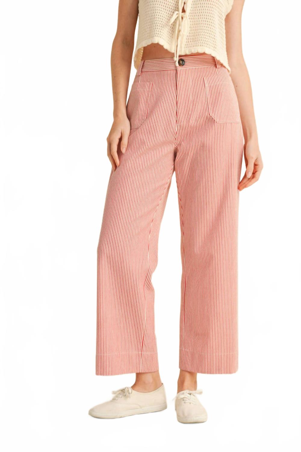 

Полосатые широкие брюки в вишневом красном &merci