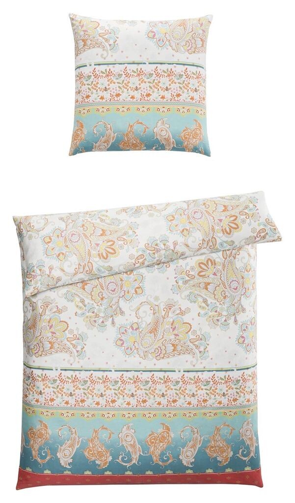 

Постельное белье из сатина - белый - оранжевый - бирюзовый - хлопок - 135 х 200 см - на молнии HPI Home Product Import GmbH