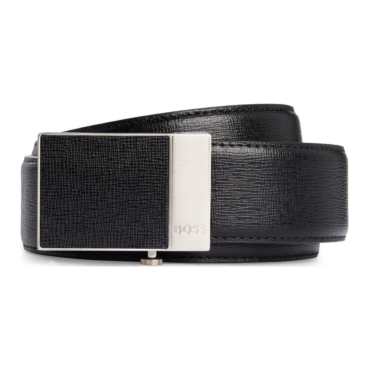 

HUGO BOSS Ремень из натуральной кожи с пряжкой-пластиной, Black